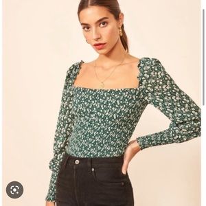Reformation Pinto Top Vancouver - Green Floral